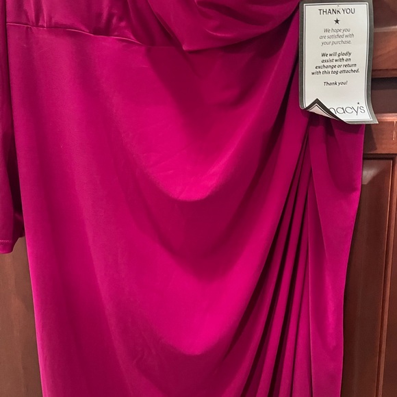 Nightway Womens Magenta Stretch Ruched One Shoulder Bodycon Dress Size 22W - Picture 5 of 6